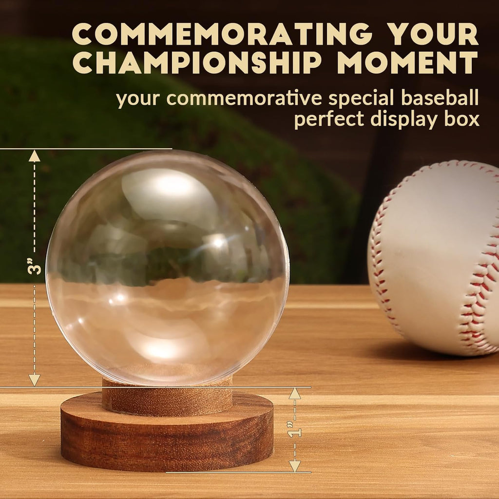 Stridexa Baseball Display Case, Clear Acrylic Ball Holder with Wooden Base