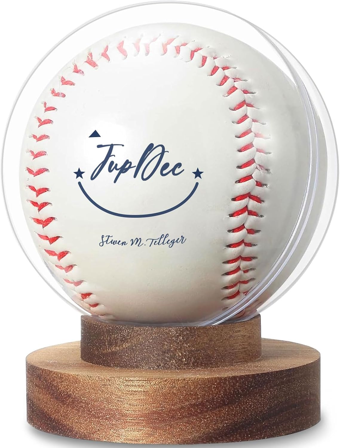 Stridexa Baseball Display Case, Clear Acrylic Ball Holder with Wooden Base